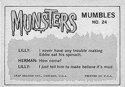 The Munsters trading cards back.